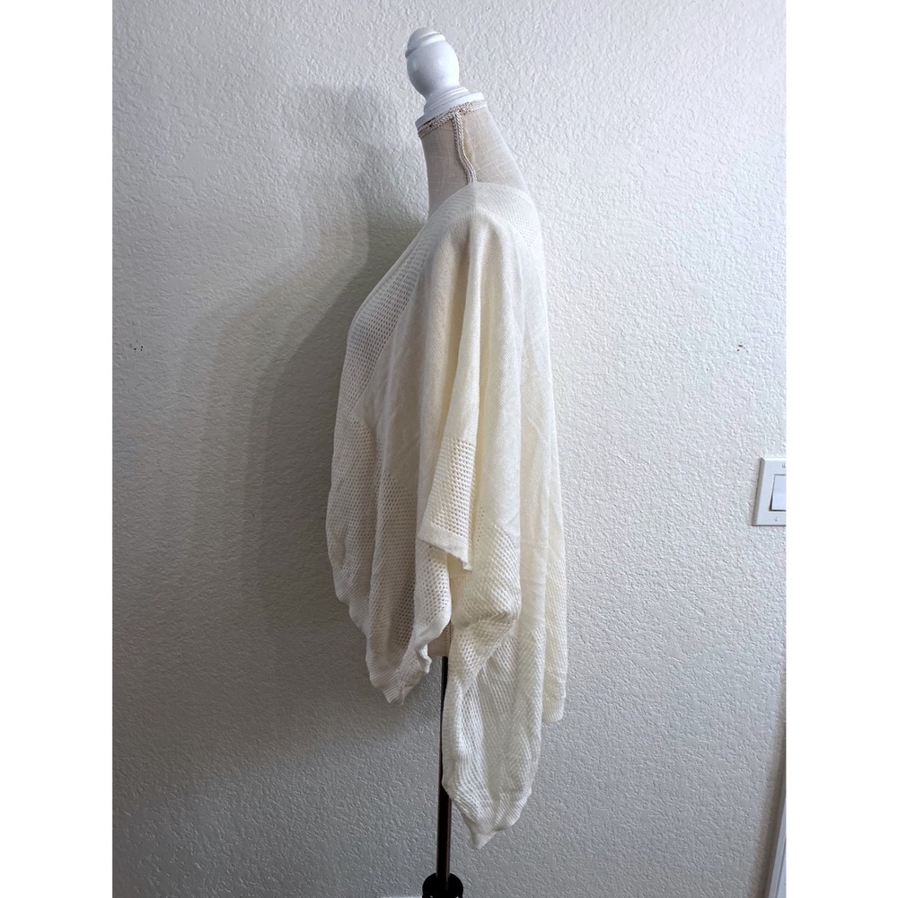 a.n.a Cardigan One Size Cream Pointelle Knit Open Front Kimono Wrap - Picture 3 of 5